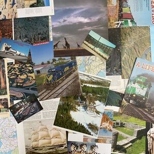 Vintage world travel ephemera lot maps trains ships postcards & more